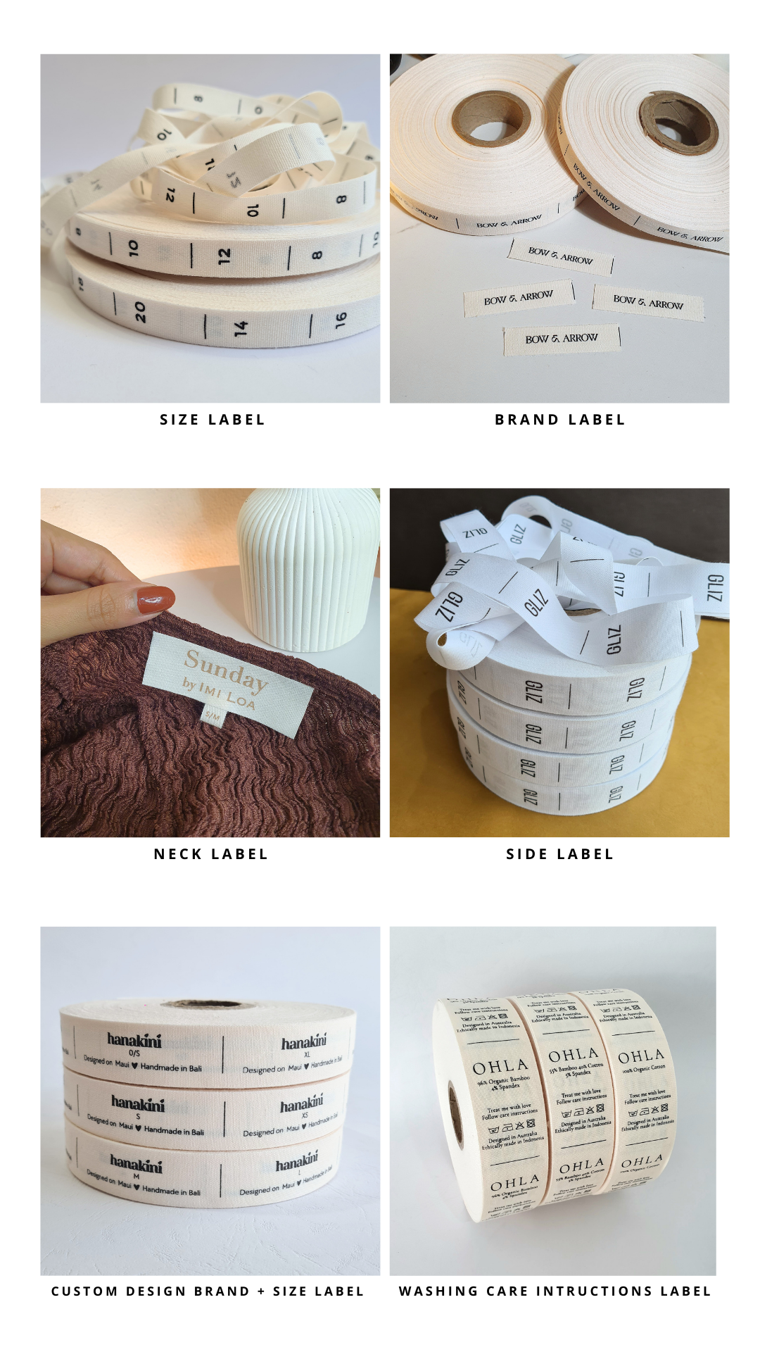 Custom Printed Cotton Labels in Roll for Fashion and Garment Brands ...